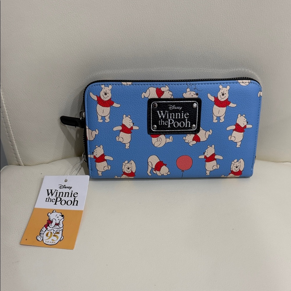 Disney Winnie the Pooh Blue and Red Zip Around Wallet